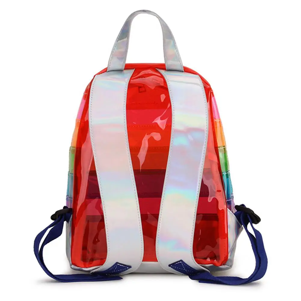 Clear Rainbow Backpack Heavy Duty PVC Transparent Backpack with Reinforced Straps Kids Boys Girls School Bags