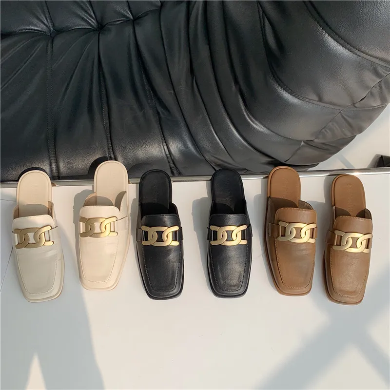 

Net Celebrity All-Match Flat Half Slippers Female Summer 2022 New Fashion Outer Wear Baotou Sandals And Slippers Lazy Mules