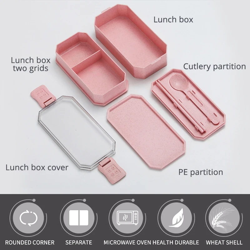 Японский Ланч бокс для микроволновой печи Bento детский из пшеничной соломы