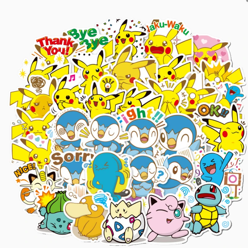 

10/30/50PCS Cartoon Pokemons Stickers Waterproof Vinyl Decal For Laptop Helmet Fridge Luggage Guitar Car Children Sticker Toy