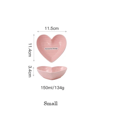 Small Pink bowl 1 шт. керамическая миска в форме сердца, тарелка для суфле, пудинг, миска для закусок, посуда, фарфоровая десертная тарелка, пара посуды - Цвет: Small Pink bowl