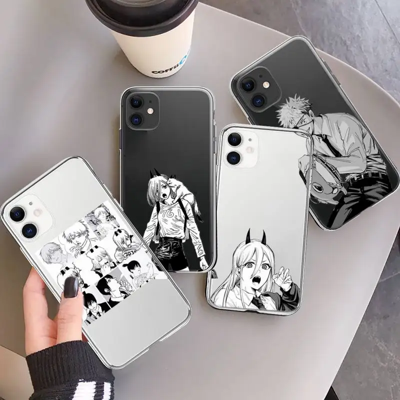

Chainsaw Man anime Phone Case Transparent for iPhone 7 8 11 12 13 mini pro X XS XR MAX Plus