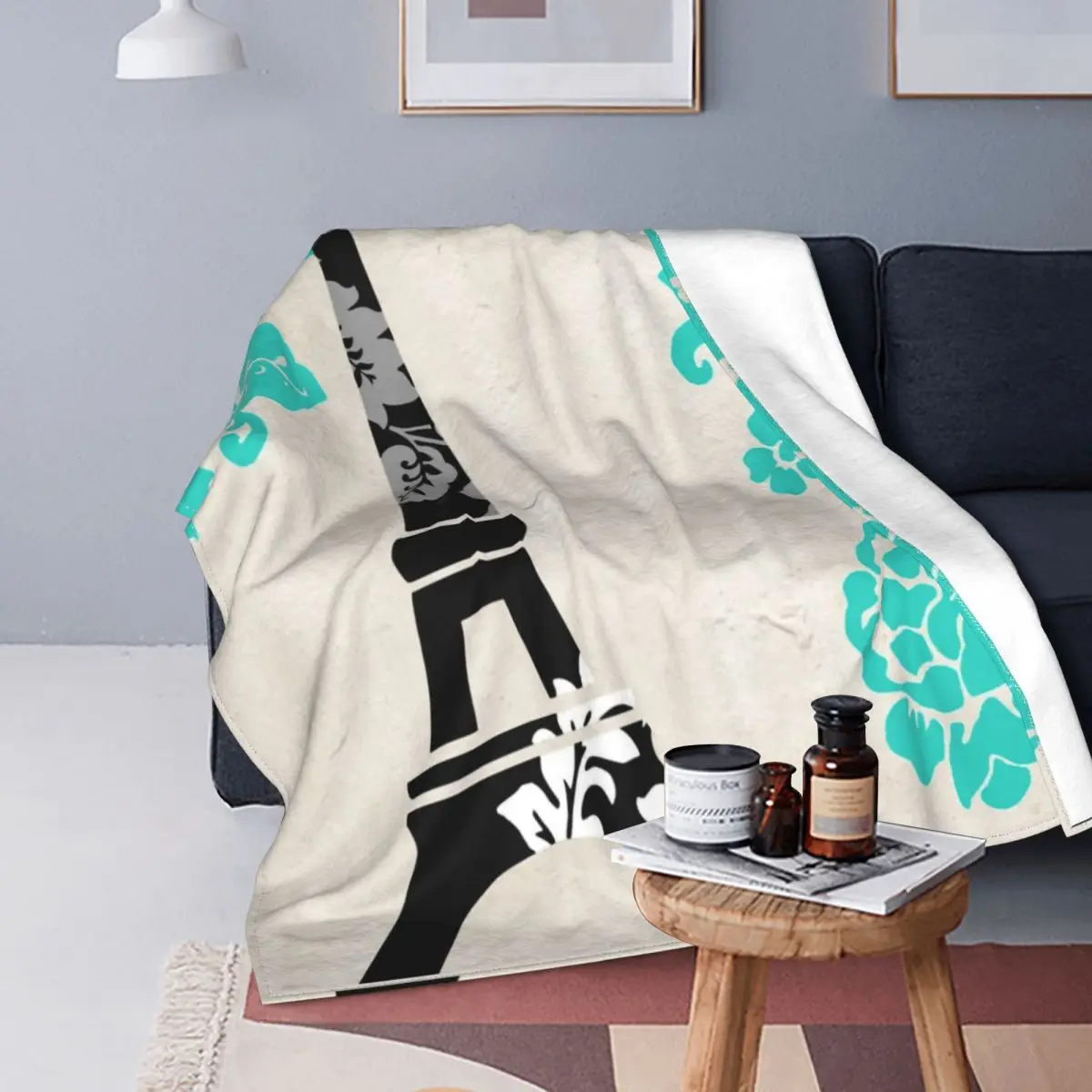 

Mantas de franela de la Torre Eiffel de París, decoración de viaje, arte, transpirables, ultrasuaves, para sofá, colcha al aire