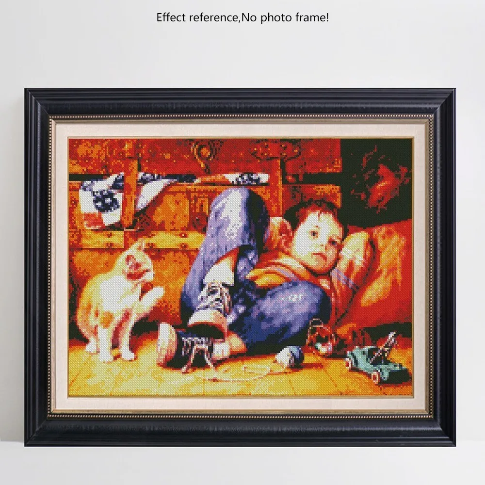 EverShine 5D Diamond Painting Cross Stitch Boy DIY Embroidery Cat Picture Of Rhinestones Mosaic Home Decoration|Алмазная мозаика и