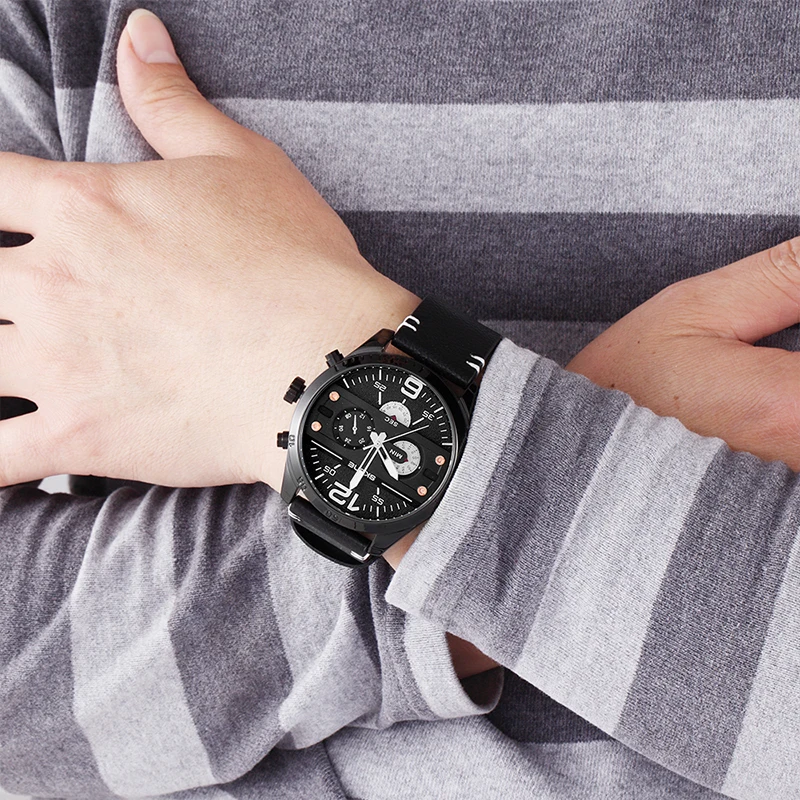 Часы SKONE Мужские кварцевые с большим циферблатом спортивные водонепроницаемость