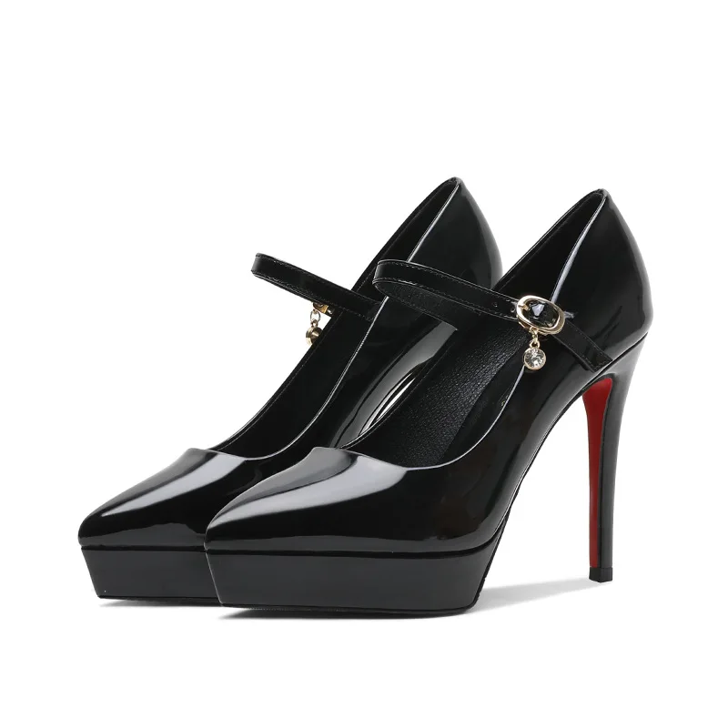 Размера плюс: 34 42 на очень высоком каблуке Женская обувь Острый носок Женские