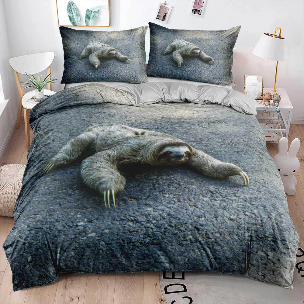 

HD Digital Sloth Duvet Cover Set Cute Quilt/Blanket Cover Set Twin Full Queen King Size 220x240cm Bed Linen Fashion Design