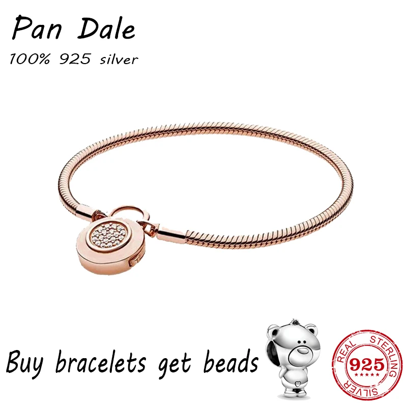

Authentic 100% 925 sterling silver pan bracelet fit original bangle charm snake bracelet for woman high quality classic jewelry