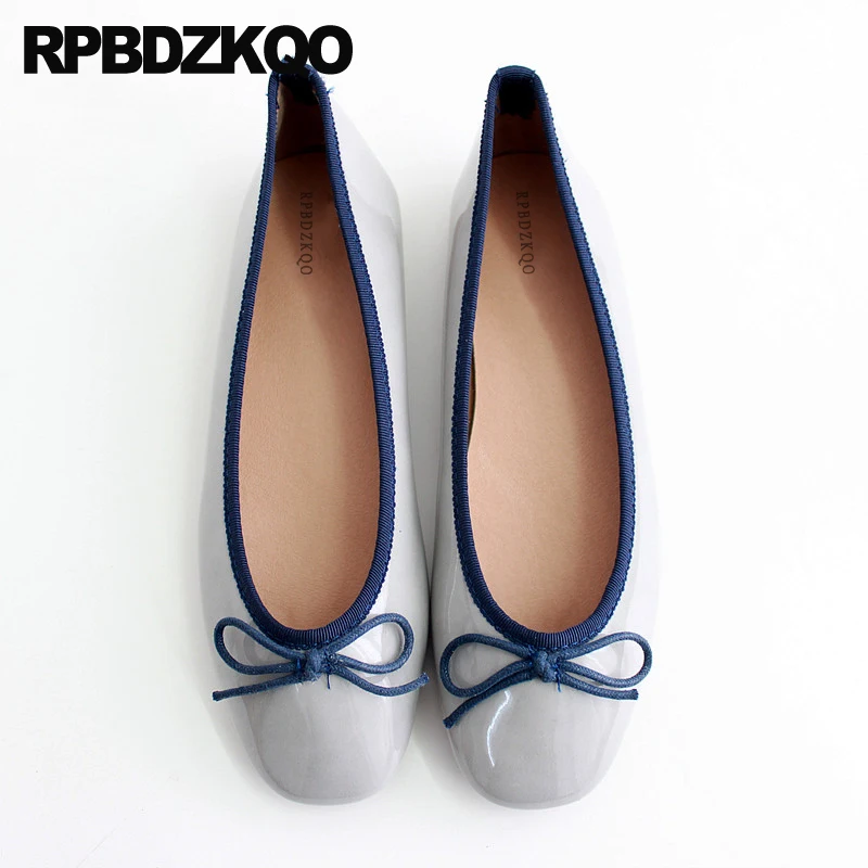 лакированная кожа милый удобный Квадратный носок Женские джинсовые туфли