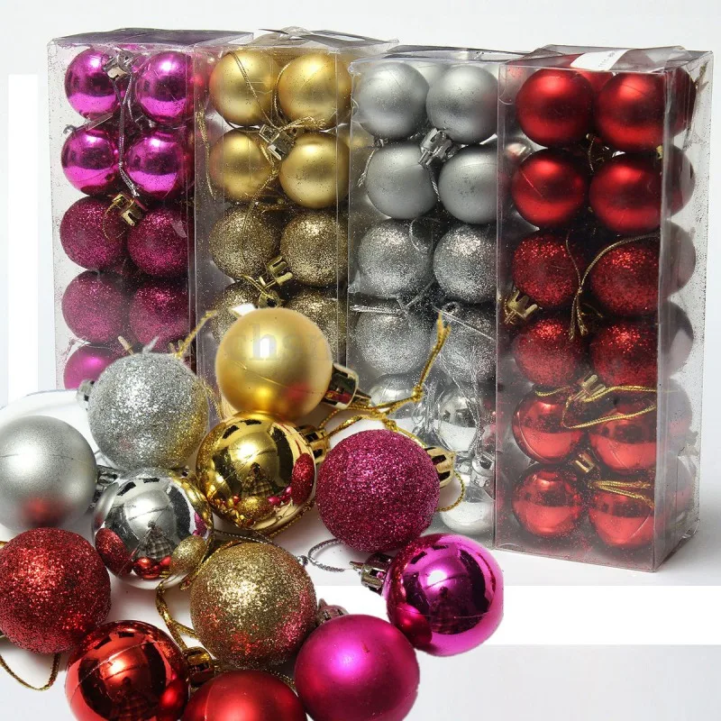 

24pcs Christmas Baubles Balls Christmas Tree Pendants Decorative Hanging Ornaments Xmas Tree Decorations Plastic Balls 3cm