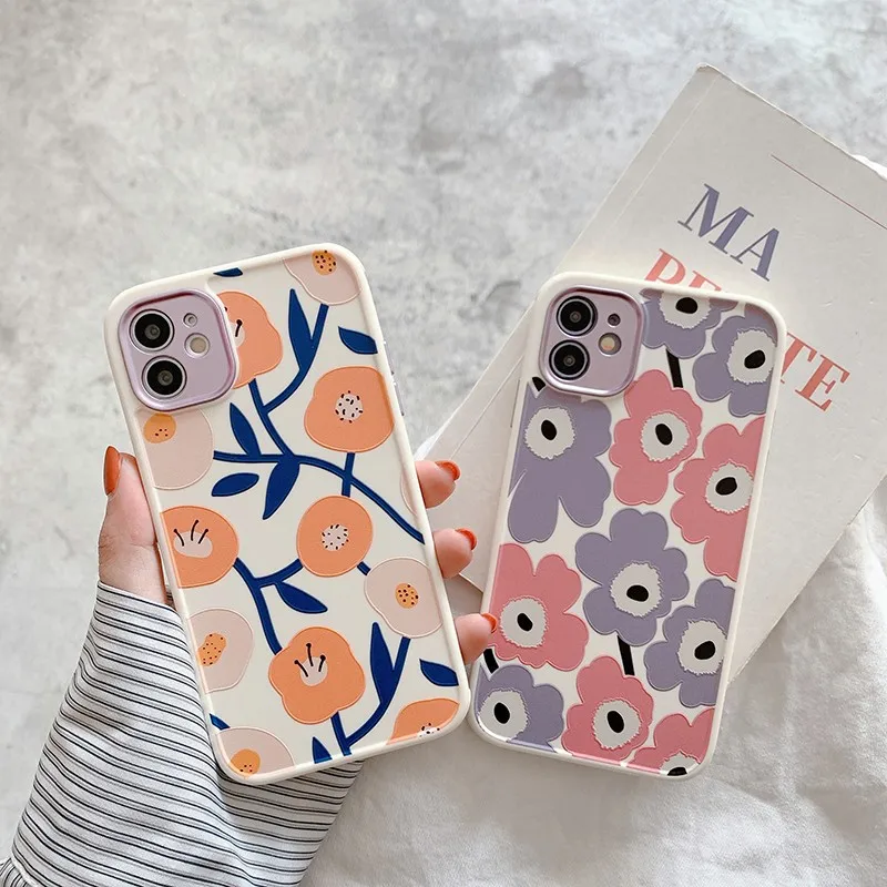 

Literary flowers soft Case For iPhone 11 12 Pro Max mini 7 8 6 6S Plus XR X XS MAX SE phone Cover Lens protection fundas capa