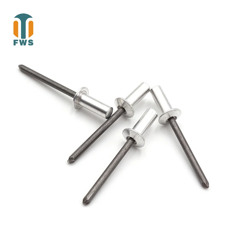 

100 PCS M4 6-12mm DIN EN ISO 15973 GB /T 12615.1 Aluminum Steel Closed End Blind Rivets With Break Pull Mandrel Protruding Head