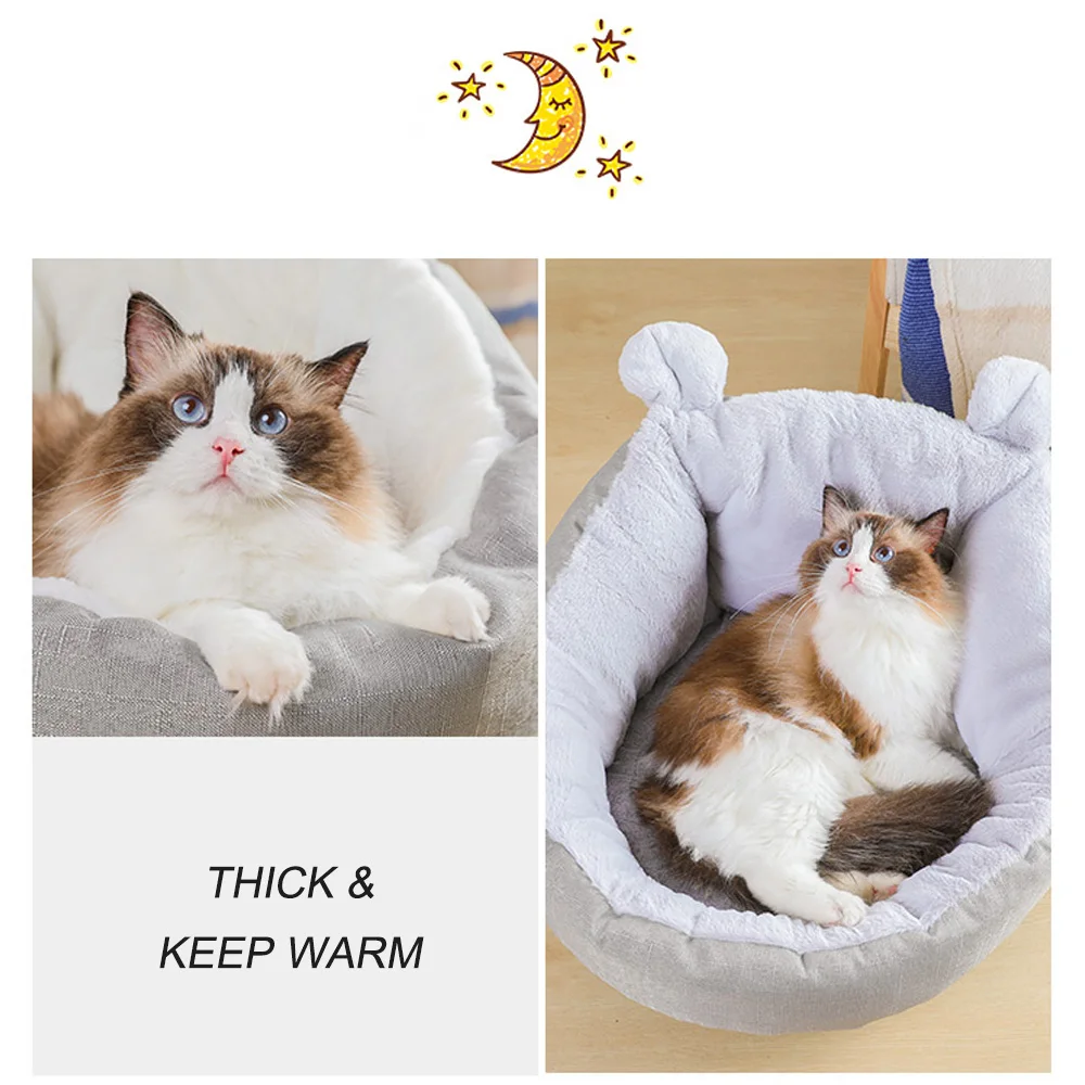 Круглая кровать для кошки плюшевая зимняя теплая лежак милая мягкая подушка в