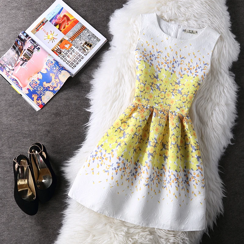 

Fashion Women Summer Autumn Casual Vintage Vest Party Dress Floral Printed Princess Sleeveless Slim Dresses Clothing Vestidos