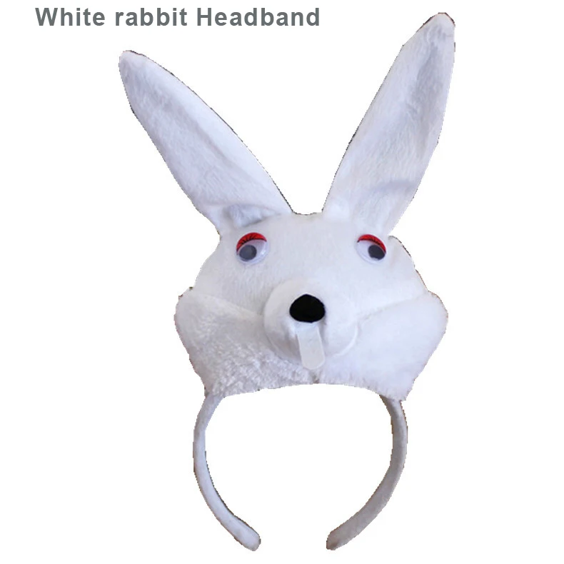 White rabbit Милое животное ухо оголовье плюшевые стерео обезьяна лиса Тигр повязка для волос для детей взрослых Косплей головные Уборы Хэллоуин Рождественская вечеринка - Цвет: White rabbit