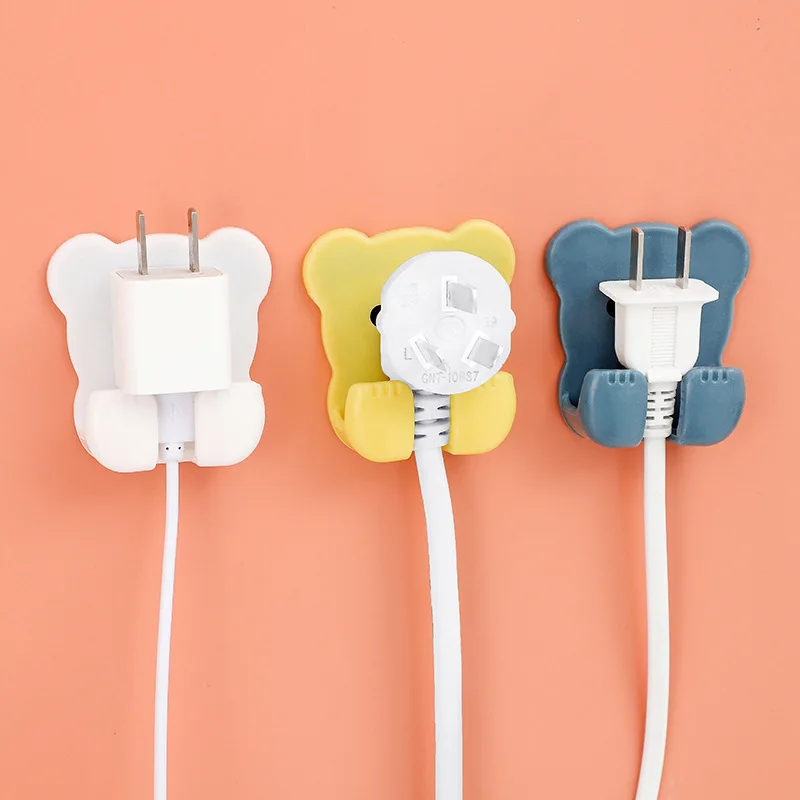 

2PC Plug Holder Hook Multifunction Bedroom Wall Mounted Key No Perforation Mobile Phone Bracket Strong Bonding Force