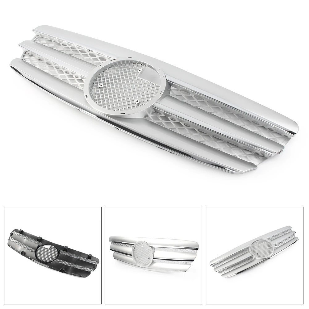Автомобильная Серебристая передняя решетка 3 контактный сетчатый гриль для Mercedes