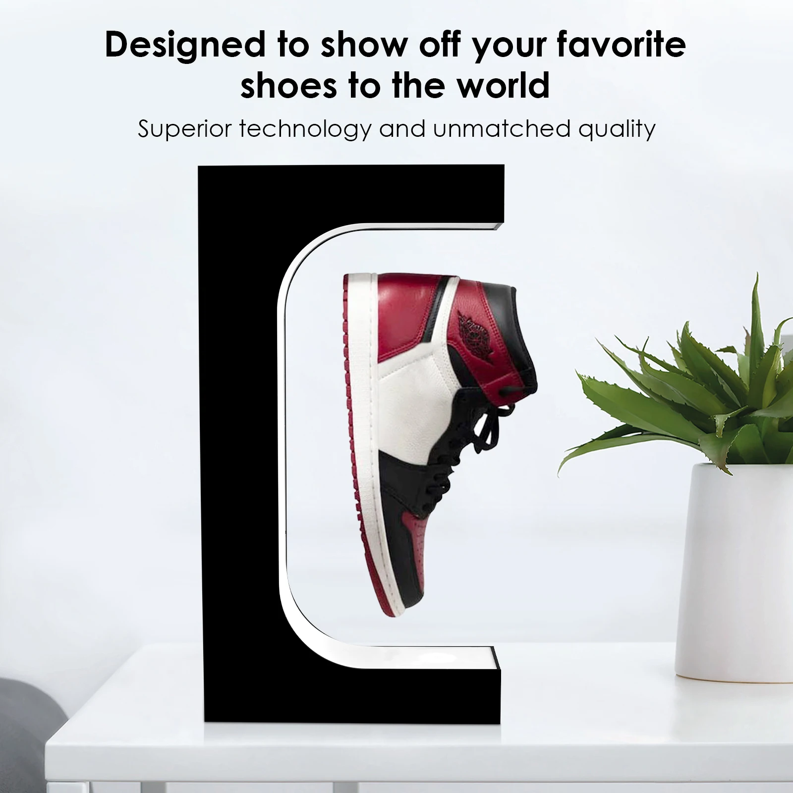 Suspended Shoe Display Stand 360 Rotating Built-in LED Light Shoe Display Stand EU Plug enlarge