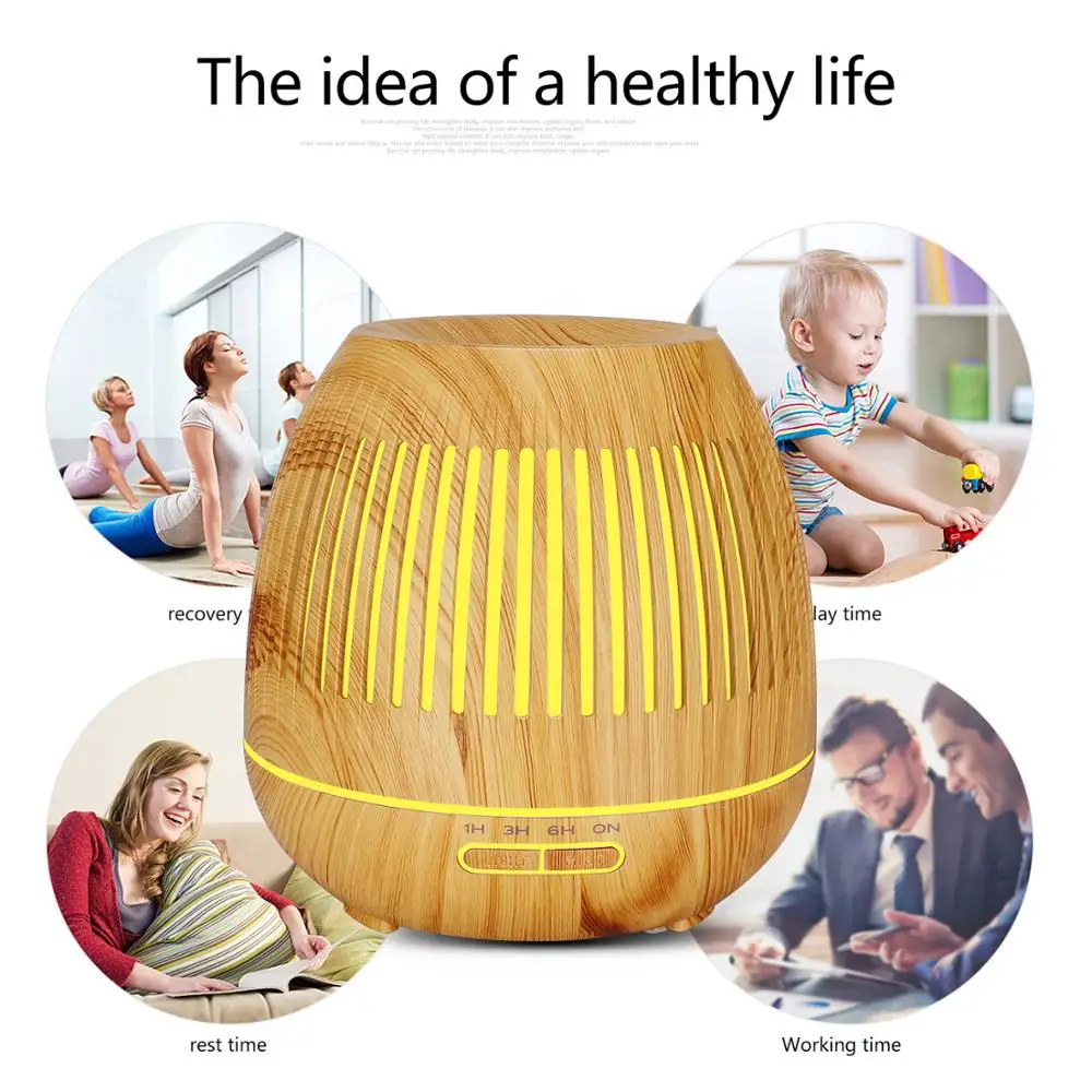 

Tuya Smart WiFi diffuser 400ml aroma essential oil air ultrasonic humidifier Wood Grain Hollow Aromatherapy LED Light For Home