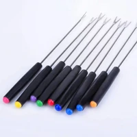 kitchen dining bar bbq tools stainless steel chocolate cheese pot hot forks fruit dessert fork fondue fusion skewer 10pclot