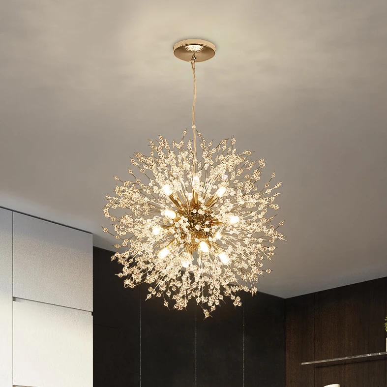 Gold Body Spark Ball светодиодный люстра освещение люстра в форме одуванчика столовая гостиная бар личность креативное искусство хрустальные лампы - Цвет абажура: Gold Body