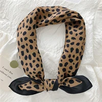 lunadolphin spring small square scarf 53x53cm 100 nature silk leopard printed chic bandanas headbands bag ribbon lady kerchief