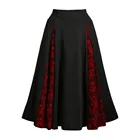 Женская плиссированная юбка в готическом стиле, Лоскутная кружевная юбка большого размера с миди-юбка с высокой талией, 38 #