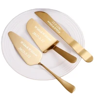 dessert pastry baking tools 3pcsset personalized pastry stainless steel wedding cake knife set rose gold pizza cutter custom
