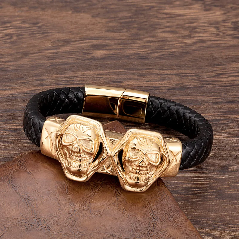 Браслет мужской кожаный из нержавеющей стали с магнитной застежкой - купить по