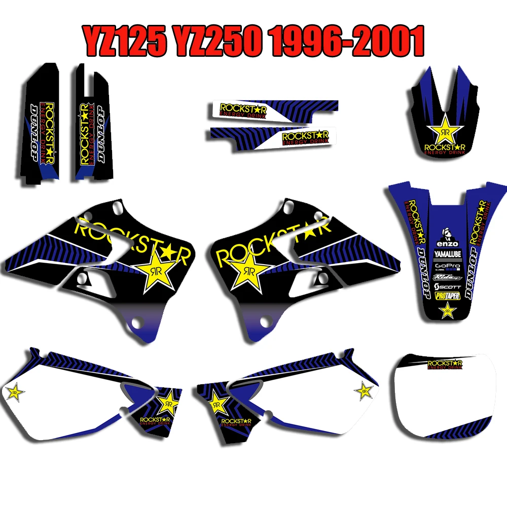 Команда Графика Фоны наклейки комплект для Yamaha YZ125 YZ250 YZ 125 250 1996- 1997 1998 1999 2010 2011 2012 2013 - Цвет: 0354