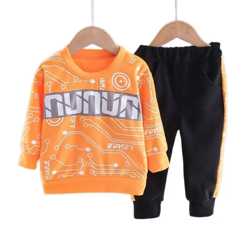 

2022 Spring Suit Boys 1-6 Years Old Spring Autumn New Suit Printing Letter Boys Sports Sweater Sweater Pants 2 Piece Clothing