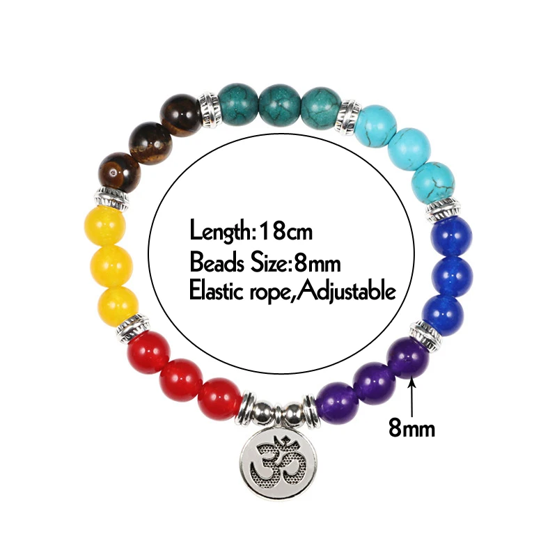 7 Chakra Natural Tiger Eye Stone Bracelets For Women Men Yoga Reiki Buddha Prayer Energy Stone Bracelet Healing Balance Jewelry images - 6