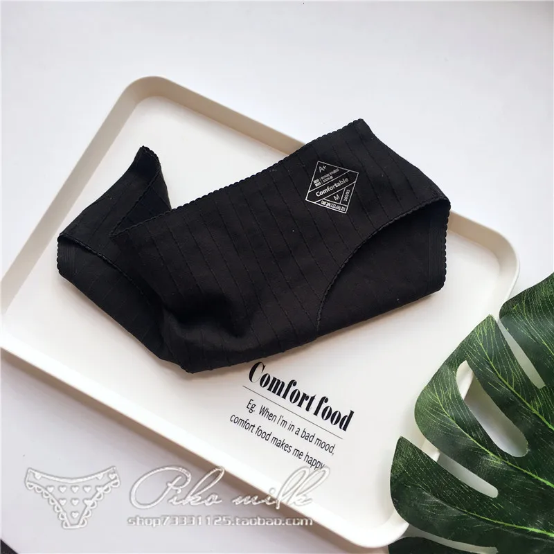 black SP&CITY Полосатое хлопковое нижнее белье с буквенным принтом, Мягкие Бесшовные пикантные трусики для девушек, женское нижнее белье для менструального периода - Цвет: black