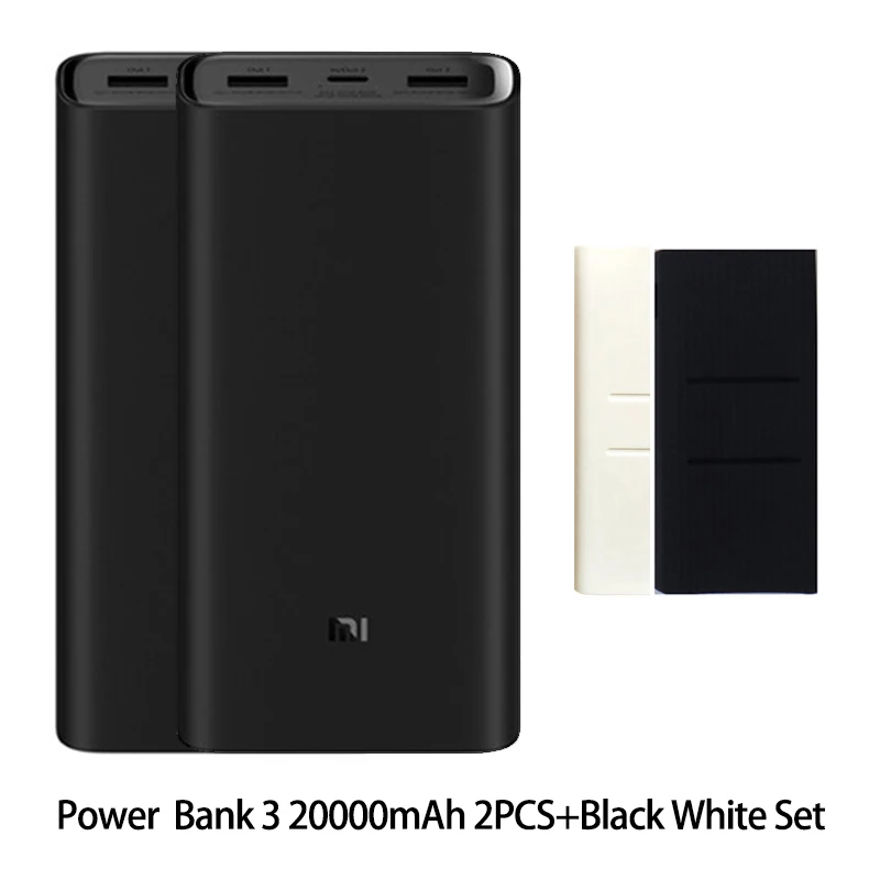 2 Bank case BW Xiaomi mi power Bank 20000 мАч 3 USB-C 45 Вт три порты вывода PD быстрое зарядное устройство power bank Xiao mi 2C внешний аккумулятор - Цвет: 2 Bank case BW