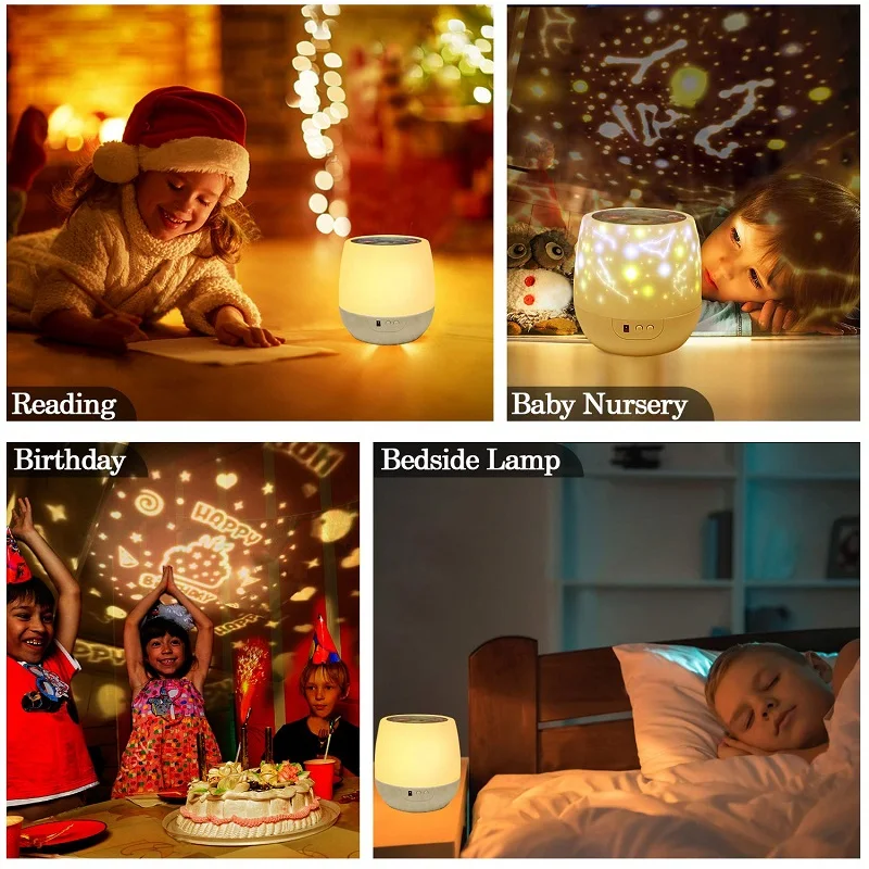 LED Night Light Colorful Cosmic Starry Sky Rotation Projection Dimmable Lamp USB Charging For Children Baby Festival Gifts | Лампы и