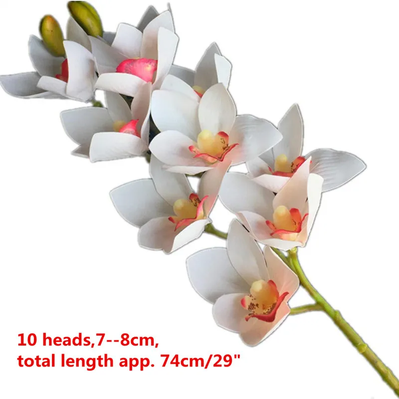 

One PU Orchids 3D Printing Cymbidium Plant Artificial Real Touch Pink Color Orchid for Wedding Centerpieces Decorative Flowers