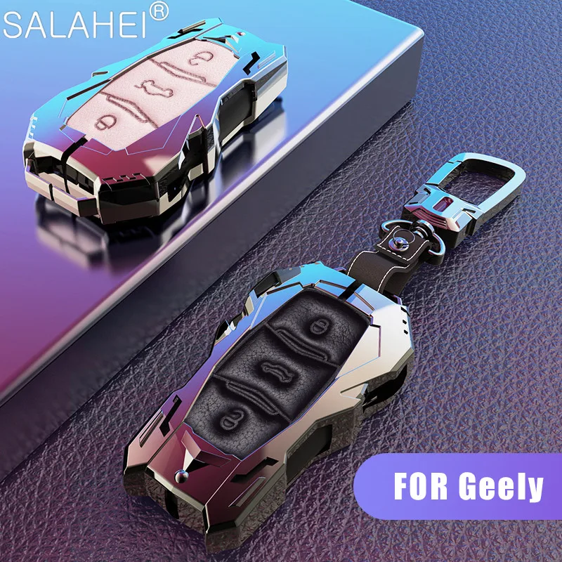 

Zinc Alloy+Leather Car Key Case Car Remote Key Case Shell For Geely Atlas Boyue NL3 EX7 EmgrandX7 EmgrarandX7 SUV GT GC9 Borui