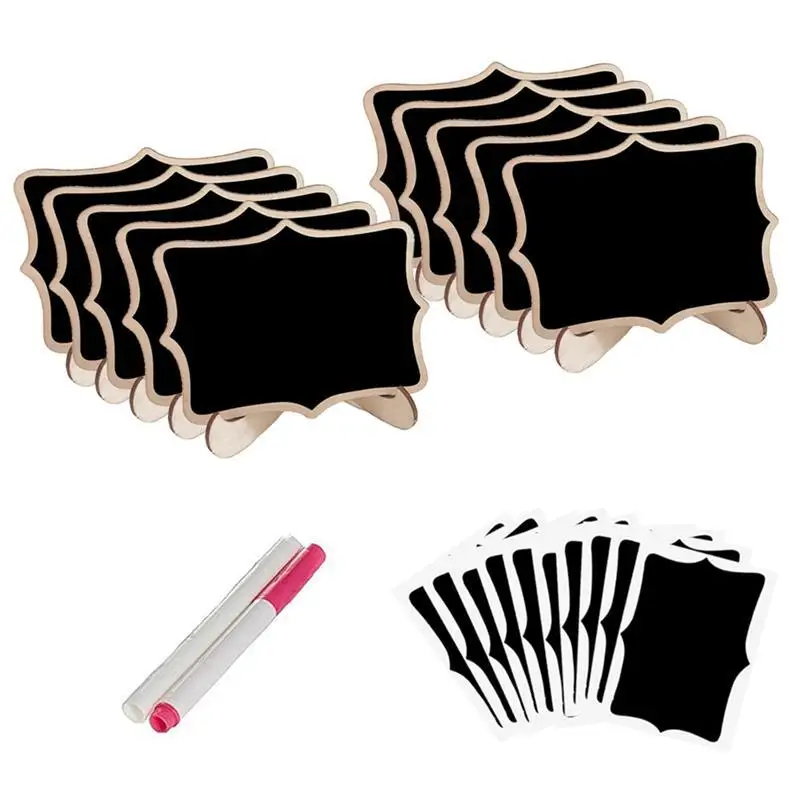 

22pcs Mini Lace shape Chalkboards with Support Message Board Signs Table Place Card Signs for Home Birthday Wedding Party