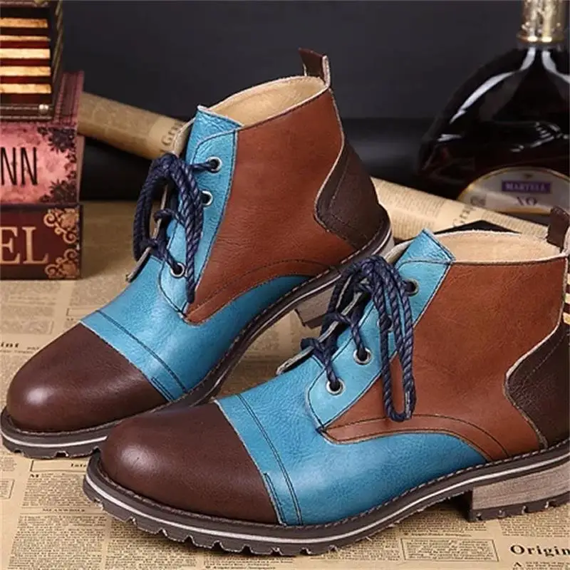 Мужские классические ботинки ручной работы Черные ботильоны из искусственной