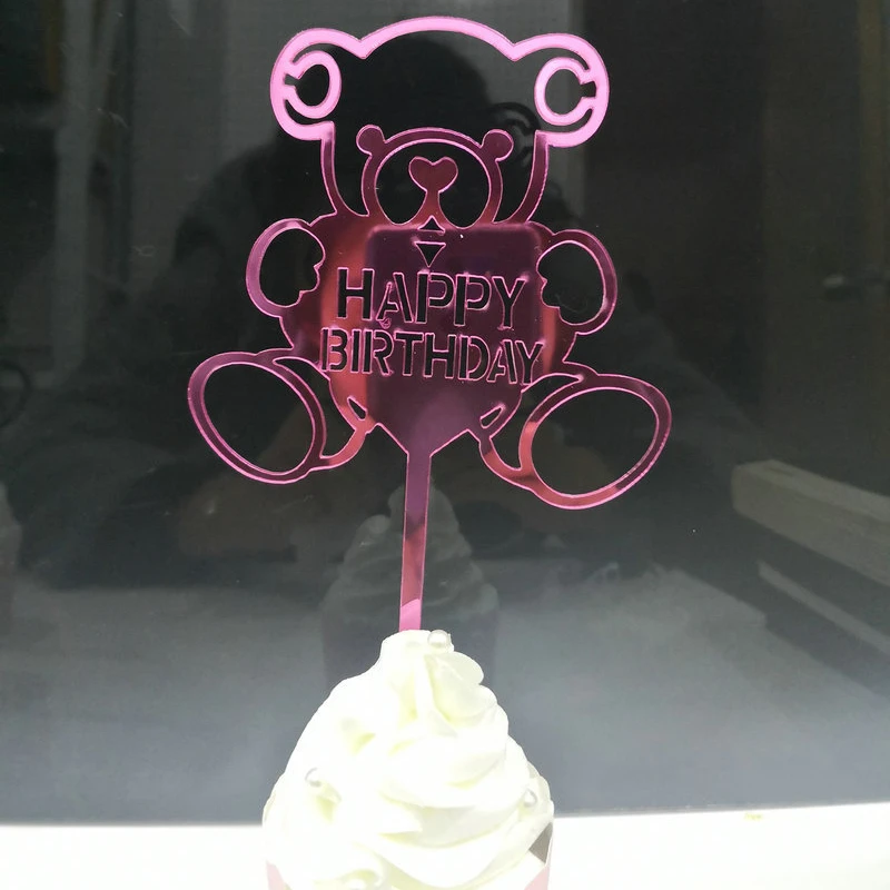 

3pcs Bear Shape Acrylic Mirror Cake Cards