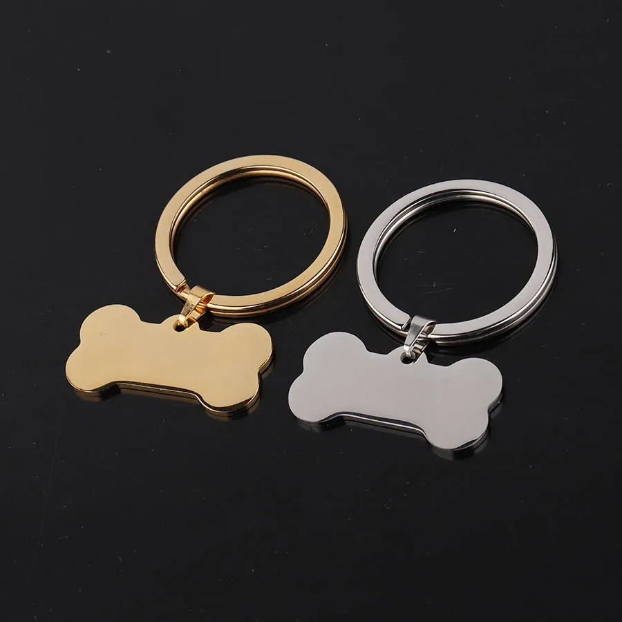 

2pcs Custom Engraved Keychain Logo Name Stainless Steel Personalized Gift Customized Anti-lost Keyring Key Animal Chain Ring