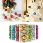 24 шт. 3 см рождественские шары, блестящие разноцветные Украшения для рождественской елки, подвесные для рождественской вечеринки, новогодние подарки 2021, Декор