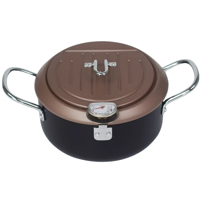 

Japanese modern household flat-bottomed small household clamshell deep fryer with thermometer and temperature control LB92413