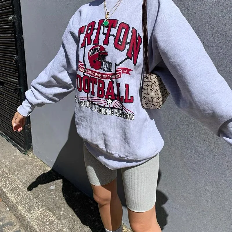 

American Vintage Autumn Street Pullover For Female Loose Crewneck Thick Clothes Long Sleeve Ins Fashion Y2K Sweatshirts Women