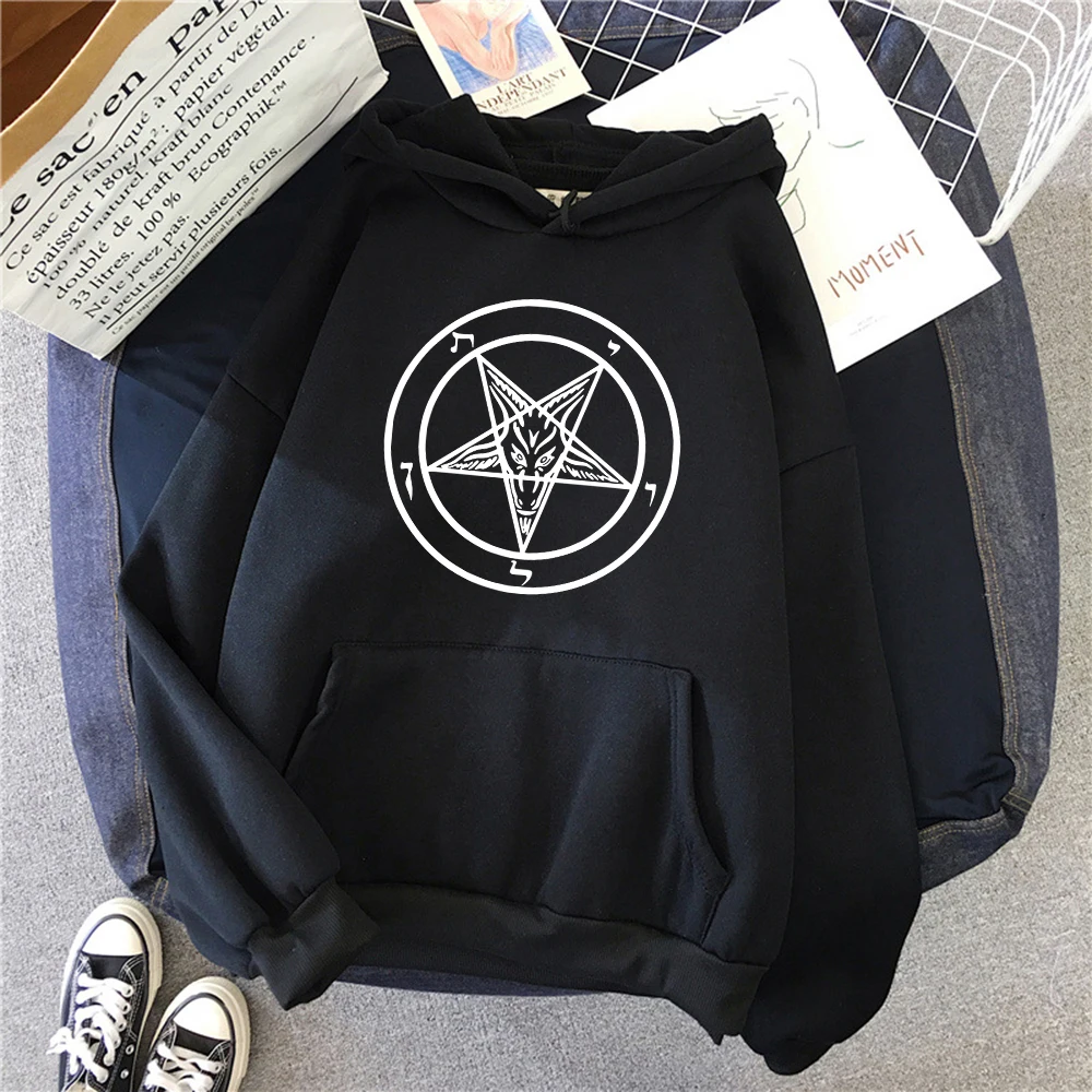 

Pentagram Gothic Occult Satan New Men's Fashion Hoodies High Quality All-match Male Pullover Brand Clothing Harajuku Mens Tops