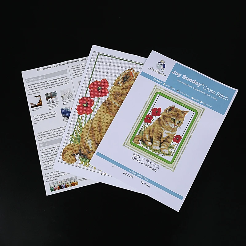 Наборы для вышивки крестиком Набор с рисунком кошки и Мака 14CT 21 × 29 см|Канва Aida| |