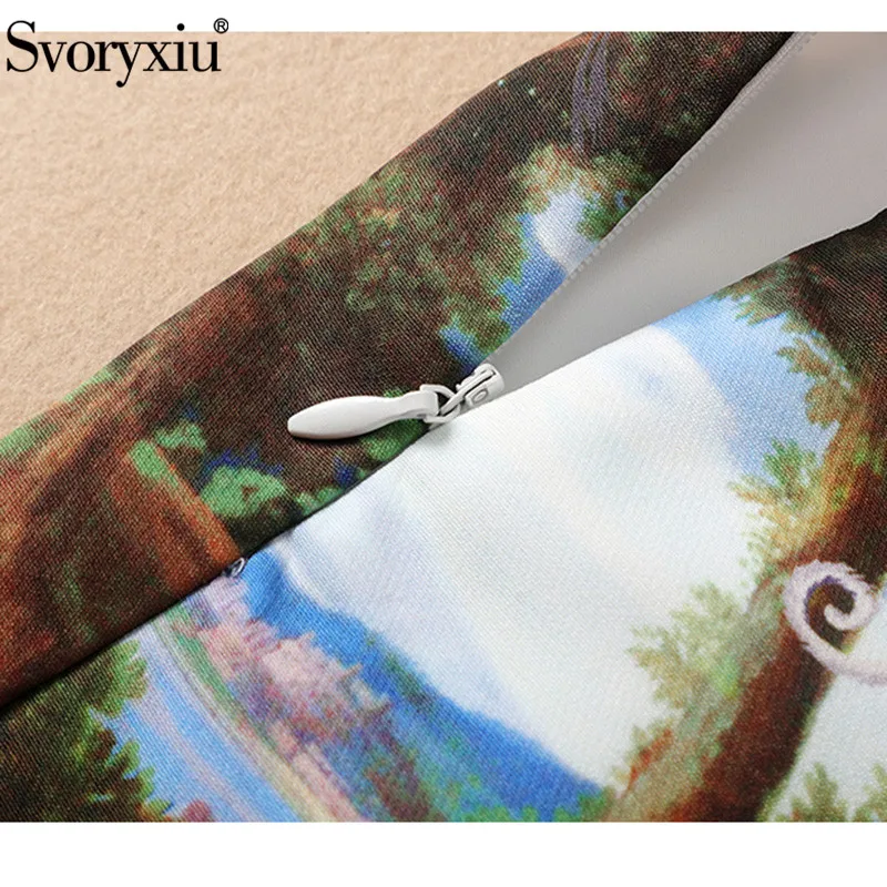 

Svoryxiu Designer Fashion Spring Summer Office Lady Skirt Suit Women's Long Sleeve Beaded Print Blouse + High Waist Skirt Set