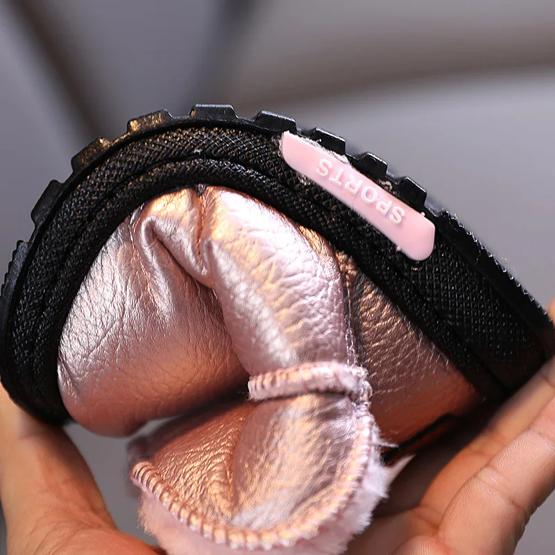 

Girls Boys Winter Snow Boots Warm Plush Children Cotton Shoes Student Shoes Kids Windproof Waterproof Soft Bottom Leather Boots