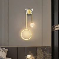 modern black gold led wall lamp with glass lampshade for bedroom living dining study room bedhead aisle home indoor luminaries
