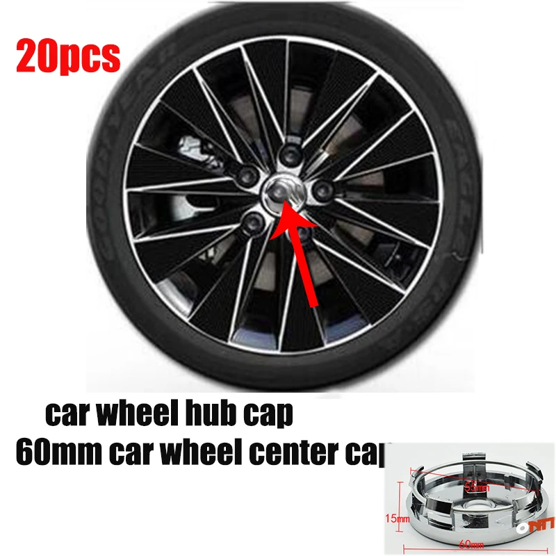 

Wholesale 20pcs 60mm car center cap logo car wheel center hub cap emblem Dust-proof badge cover car styling
